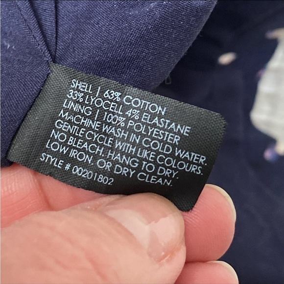 Club Monaco Abstract Print Sleeveless Dress Size 4 | Purple Navy Cream Cocktail - Picture 13 of 13